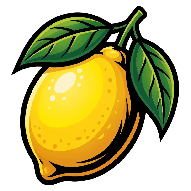 Fresh Vector Lemon Illustration with Bold Outlines and Highlights