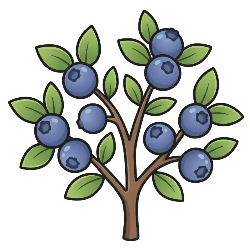 Playful Cartoon Blueberry Plant