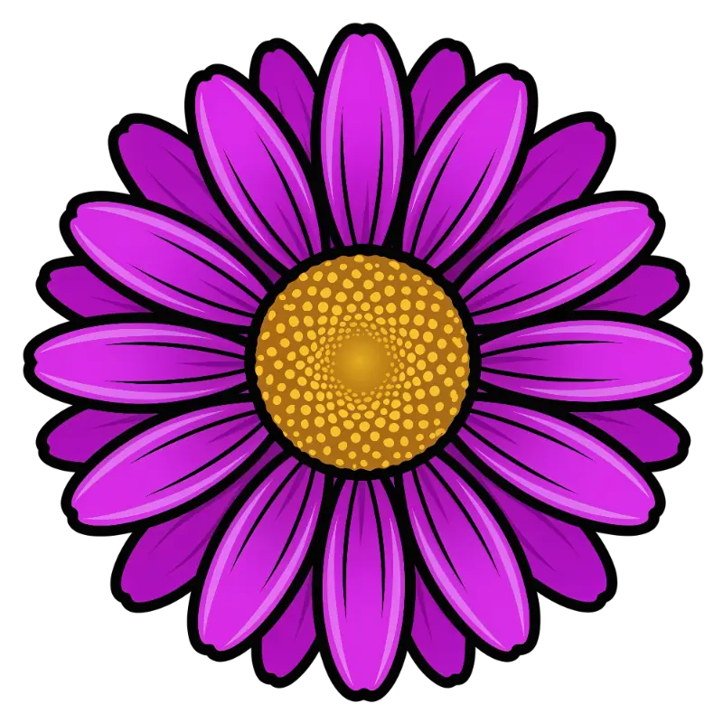 Bold Line Purple Flower with Concentric Dotted Center Vector Art