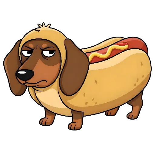 Grumpy Dachshund Hot Dog Costume Sticker Custom Kiss-Cut Stickers