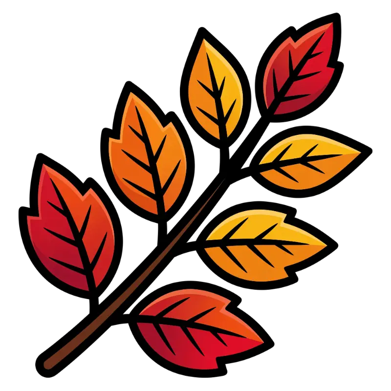 Simple Modern Stylized Autumn Leaves Branch Illustration