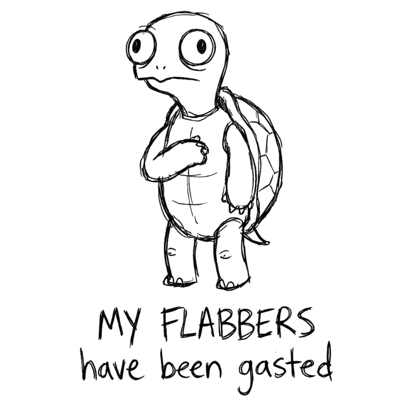 Hand-drawn Flabbergasted Turtle with Humorous Quote