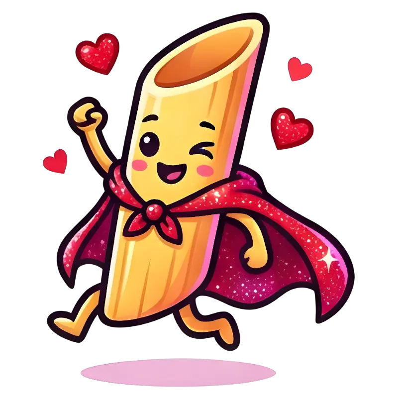 Cute Cartoon Superhero Penne Pasta Illustration for Kids