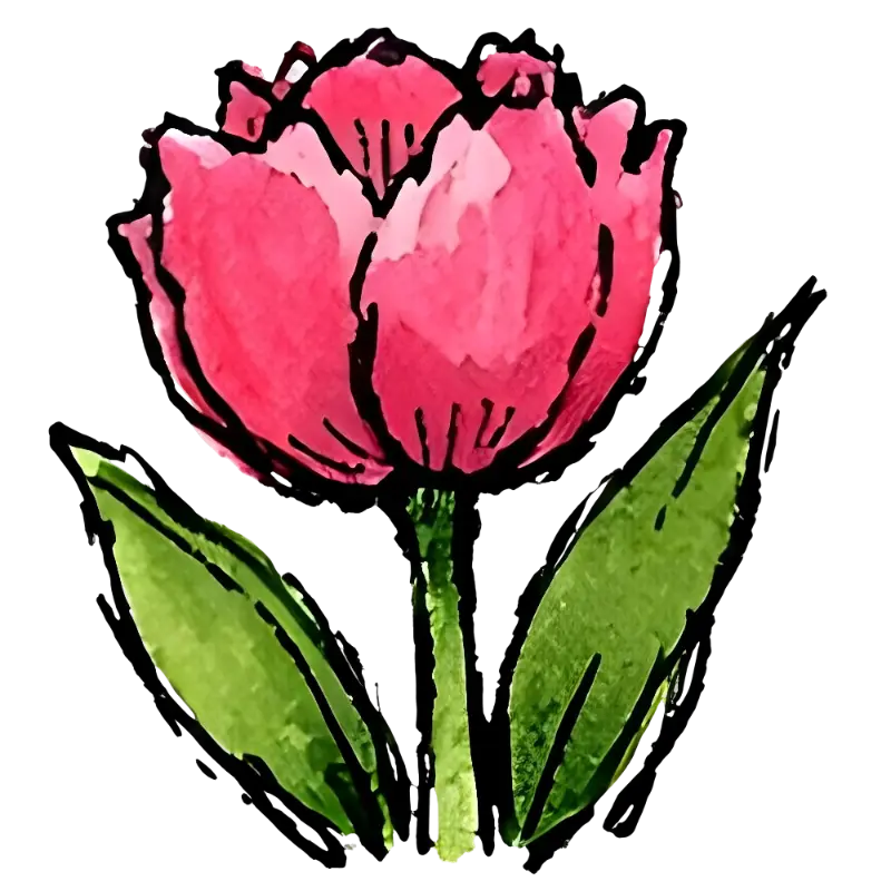 Watercolor Pink Tulip Flower Illustration Custom Kiss-Cut Stickers