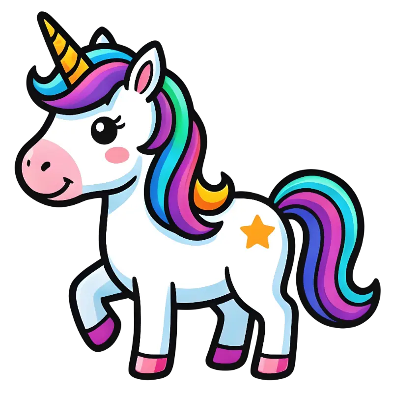 Kawaii Rainbow Unicorn Character