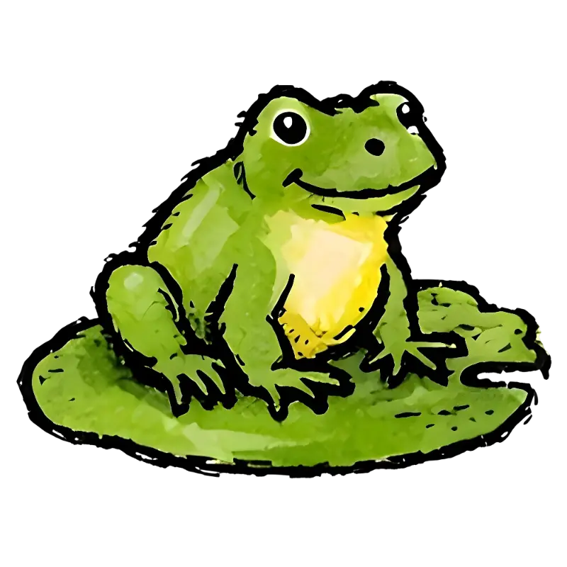 Cute Hand-drawn Watercolor Frog on a Lily Pad Illustration