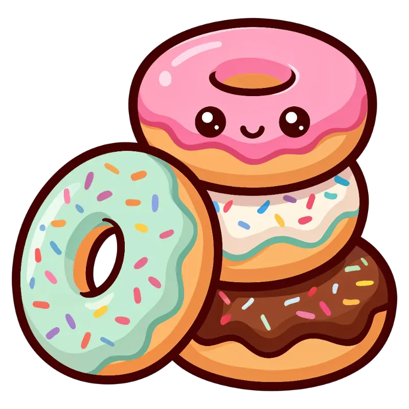 Kawaii Smiling Donut Stack Illustration