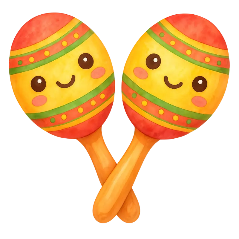Playful Kawaii Maracas Illustration