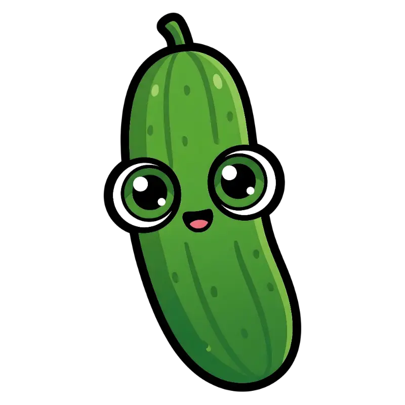 Friendly Cartoon Cucumber with Large Smiling Eyes Vector Art