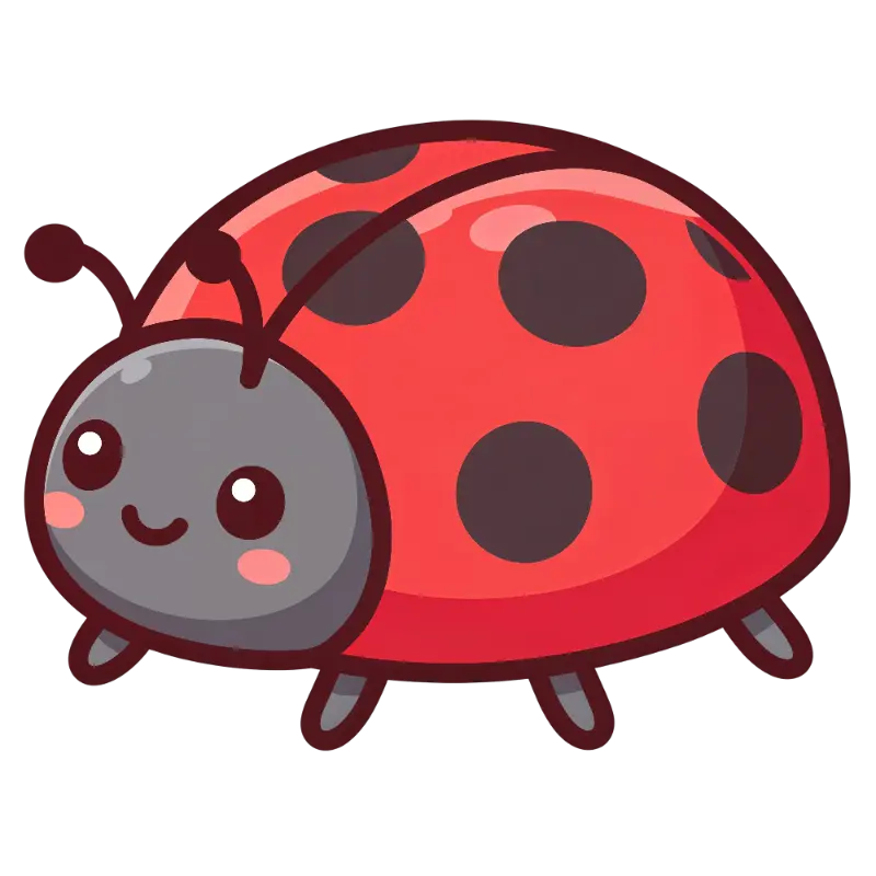 Kawaii Ladybug with Rosy Cheeks and Big Eyes Illustration