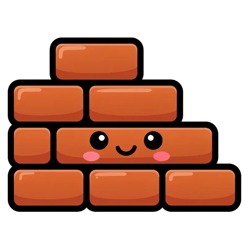 Cute Kawaii Stacked Brick Character with Pink Blushed Cheeks