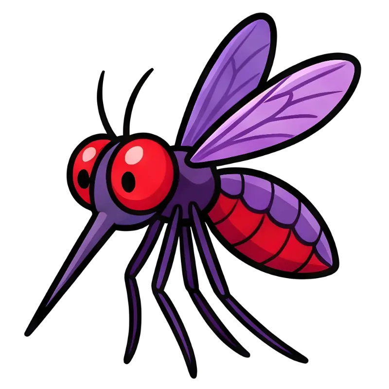 Energetic Purple Mosquito Illustration with Bold Lines