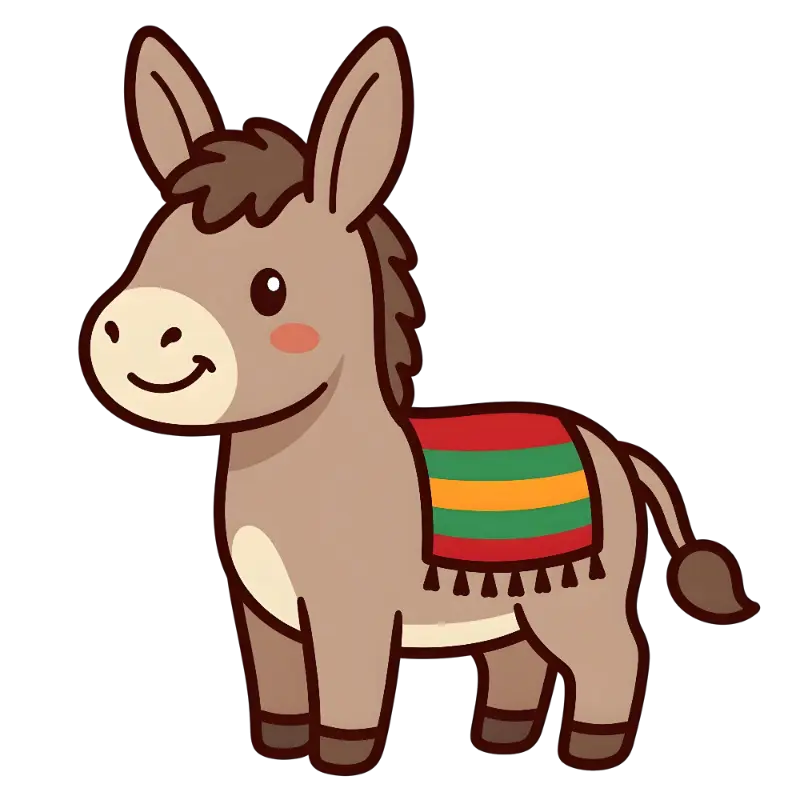 Cute Playful Donkey Illustration Kiss Cut Sticker