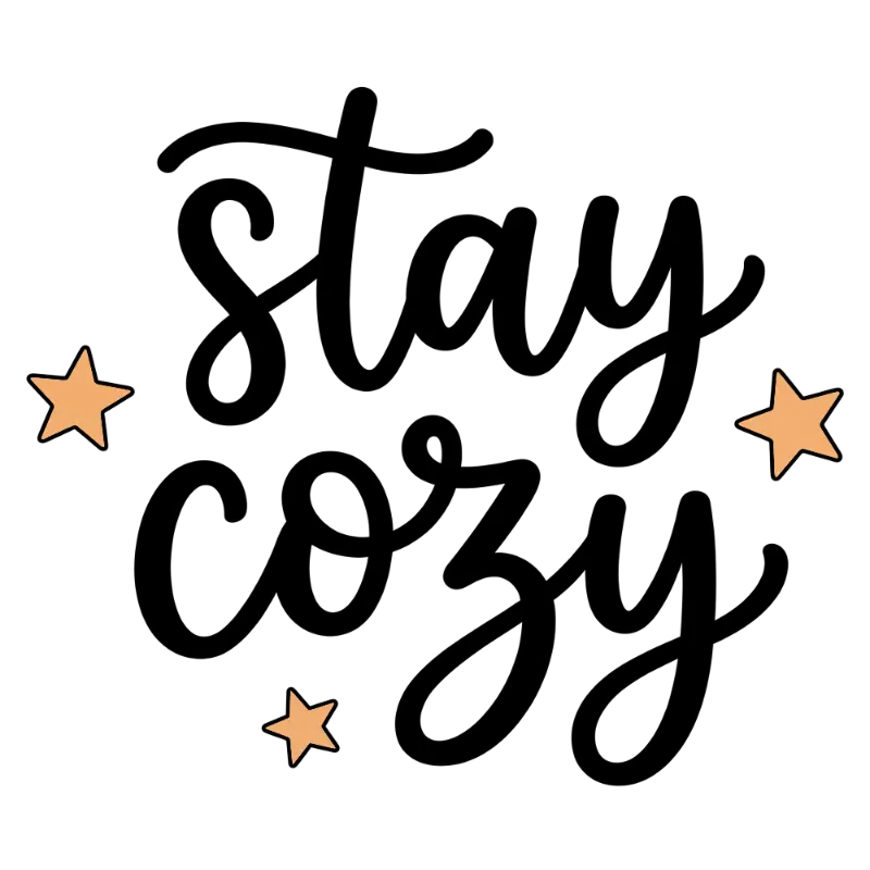 Hand-drawn Distressed Stay Cosy Script with Three Stars