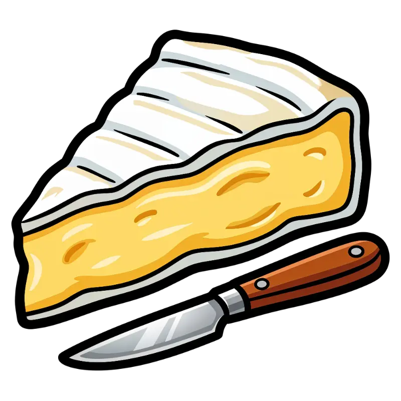 Thick Outline Art Cheese Wedge with Knife Graphic