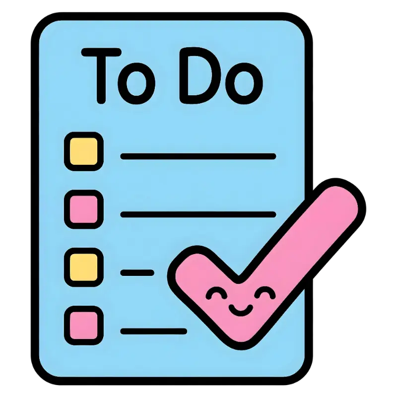 Cute To Do List with Smiling Checkmark Outline Art
