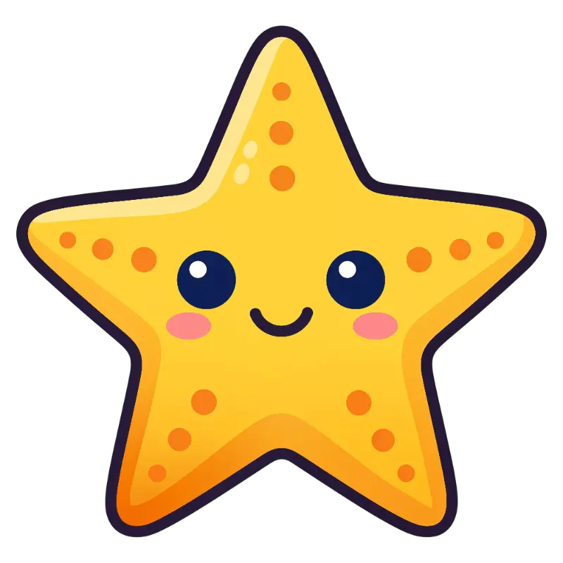 Cute Orange Spotted Starfish Character