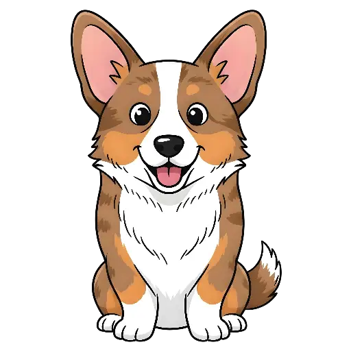 Cartoon Corgi Dog Illustration: Cute & Playful Design for Dog Lovers