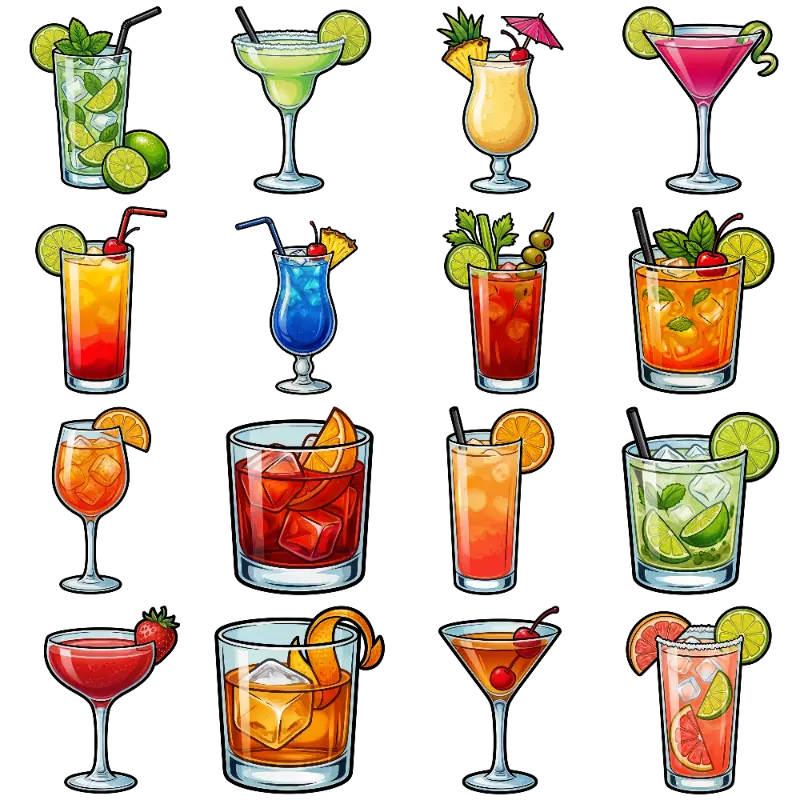 Vibrant Cocktail Illustrations