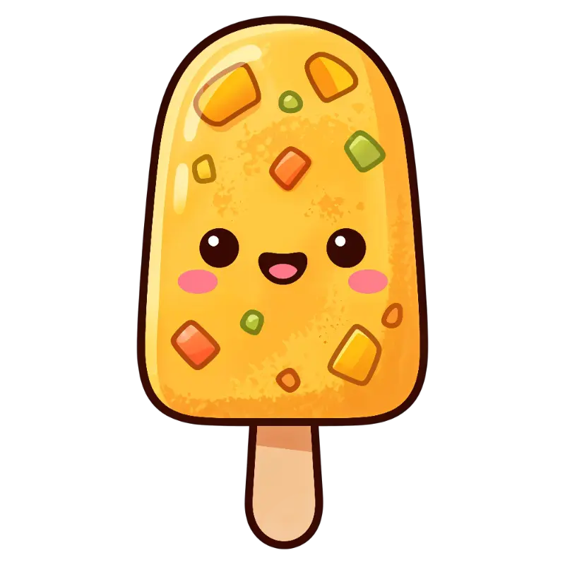 Kawaii Fruit Popsicle with Blush Cheeks