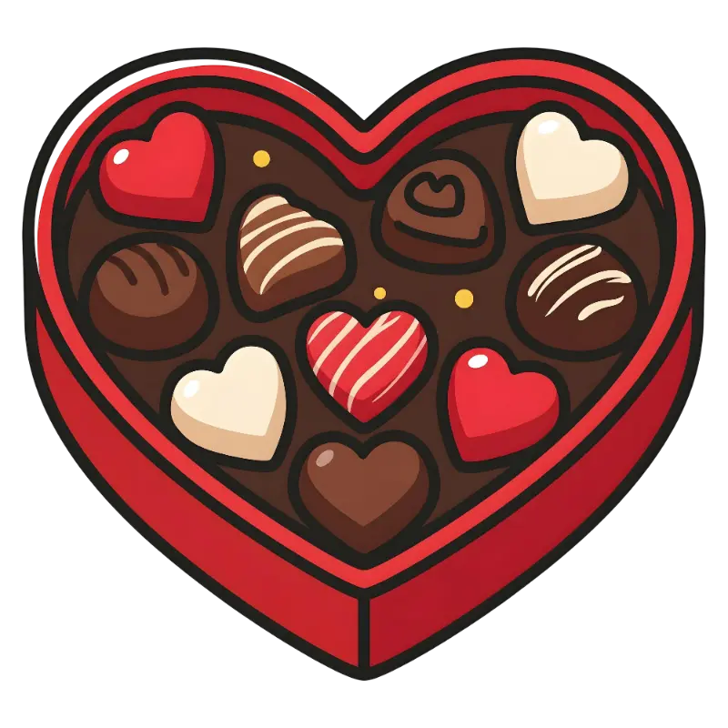 Playful Cartoon Heart Box Assorted Chocolates with Toppings