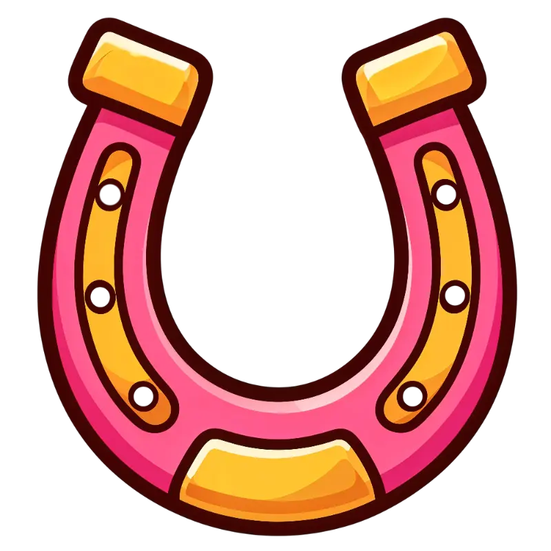 Cute Vector Art Horseshoe in Pink and Gold with Bold Outlines