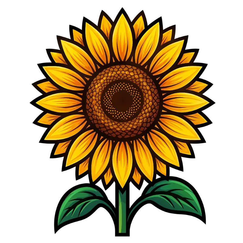 Cheerful Vector Art Sunflower with Symmetrical Petals