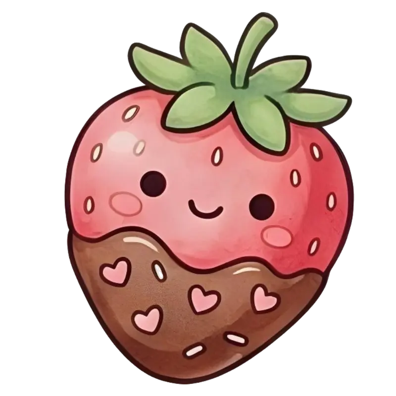 Kawaii Cartoon Cute Chocolate-Dipped Strawberry Sticker