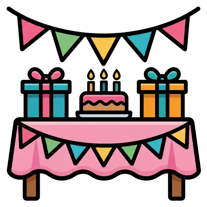 Simple Cartoon Birthday Party Table Illustration