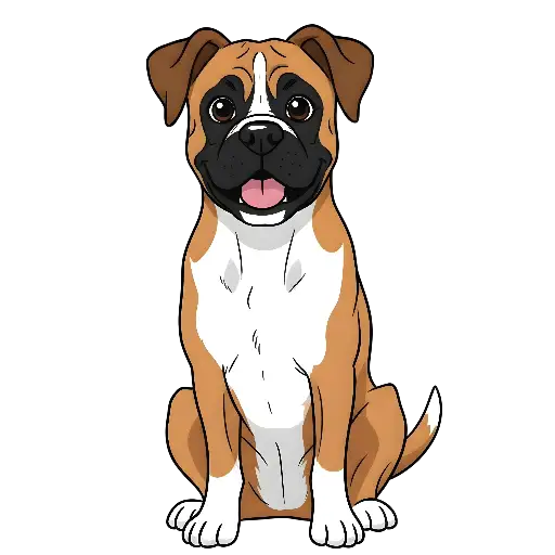 Cartoon Boxer Dog Sitting Illustration for Dog Lovers