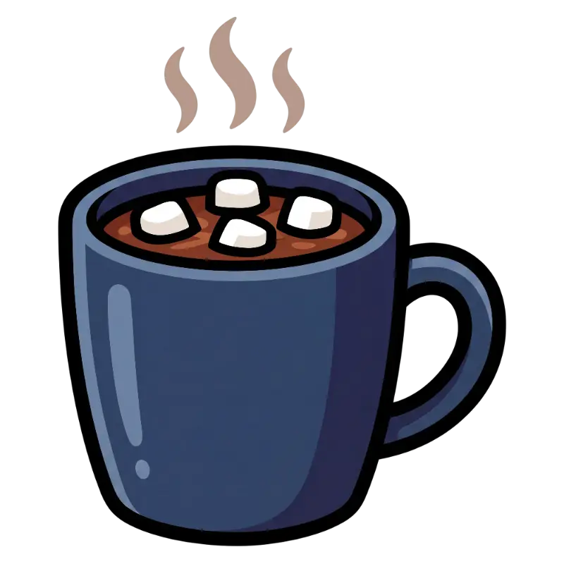 Cozy Pixel Art Hot Chocolate Mug with Marshmallows and Steam