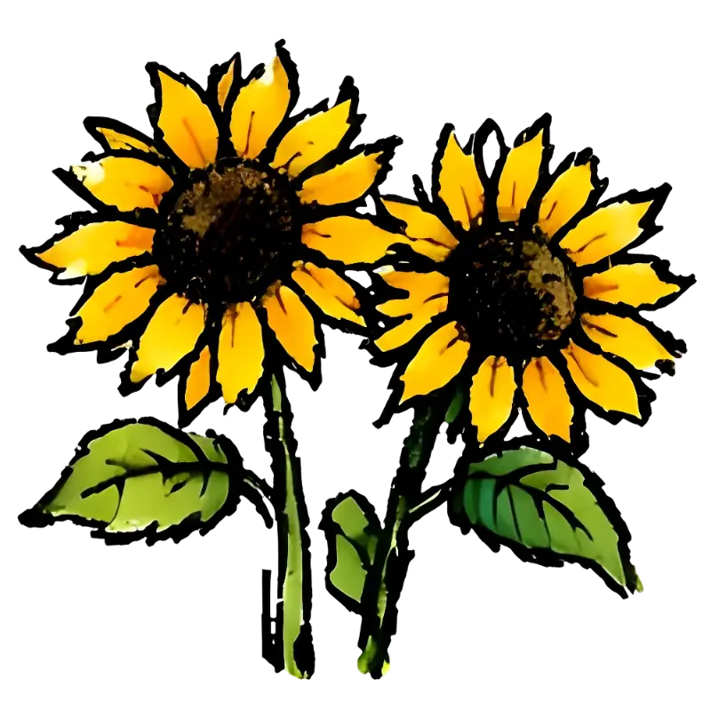 Hand-painted Two Sunflowers Illustration Custom Kiss-Cut Stickers