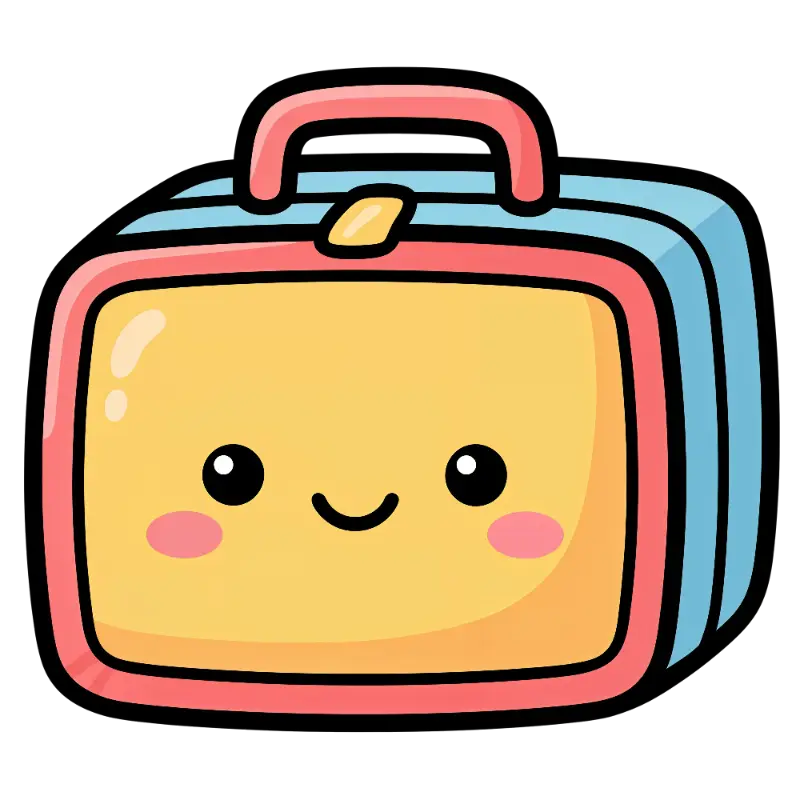 Cheerful Cartoon Lunchbox Character with Blush Cheeks
