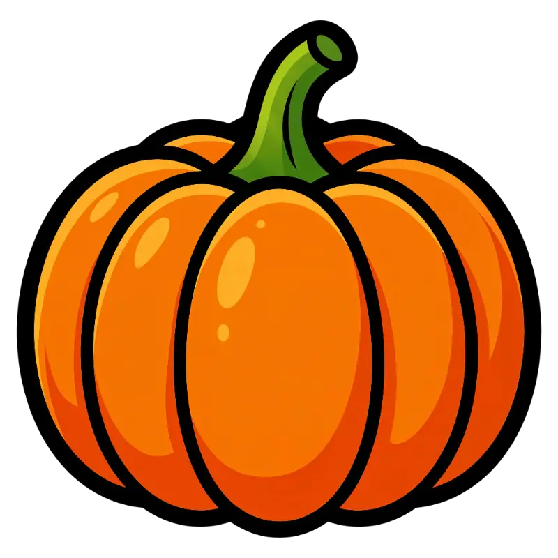 Cartoon Pumpkin with Bold Black Outlines