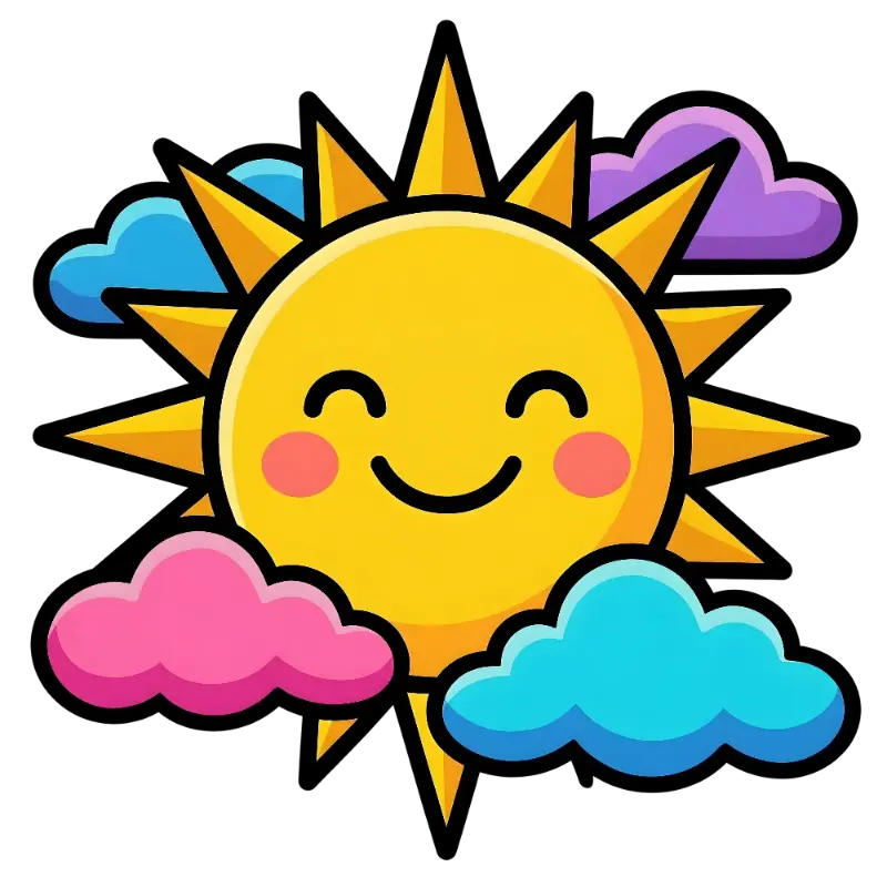 Cheerful Smiling Sun Cartoon Vector Art Kiss Cut Sticker