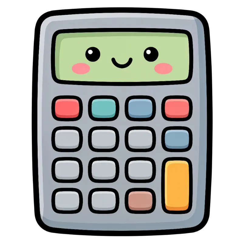 Kawaii Smiling Calculator Character with Colorful Buttons