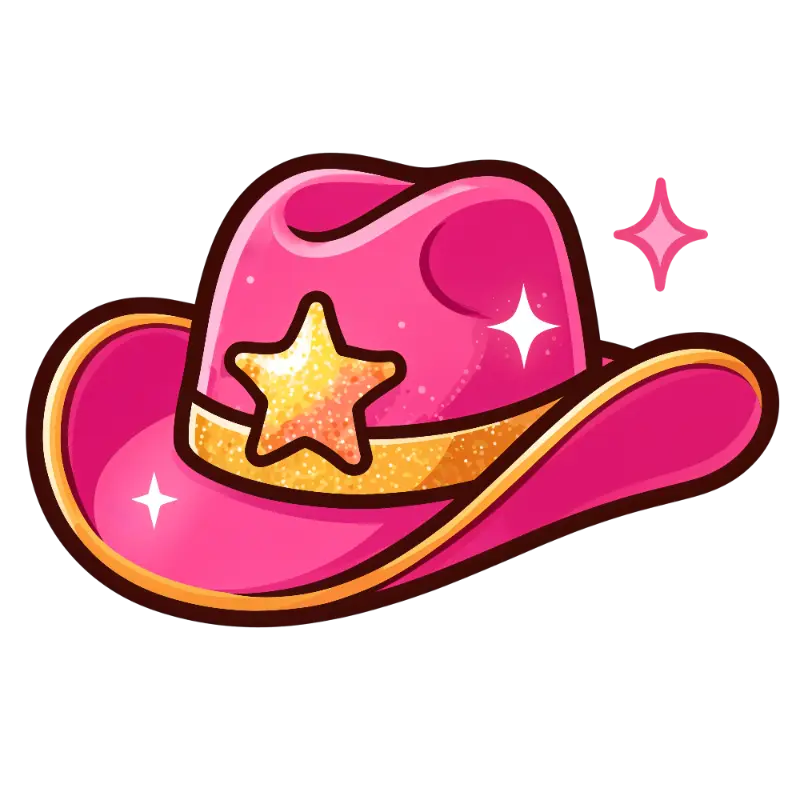 Pop Art Sparkling Pink Glitter Star Cowboy Hat Illustration