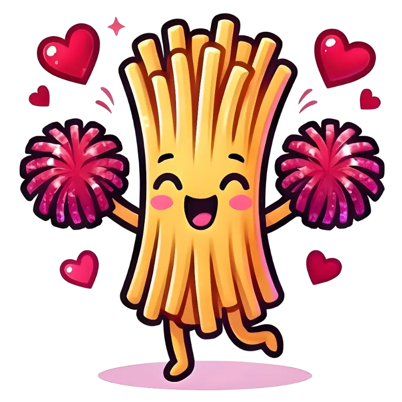 Happy Kawaii French Fries Cheerleader Sticker
