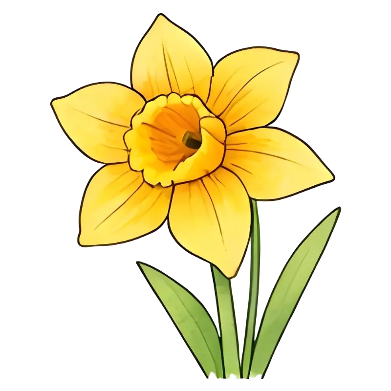 Yellow Cartoon Daffodil Flower Graphic for Spring Decor