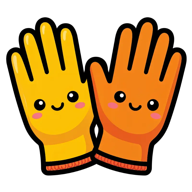 Kawaii Friendly Yellow and Orange Glove Characters
