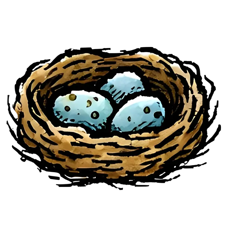Hand-drawn Textured Bird Nest Eggs Illustration for Kids