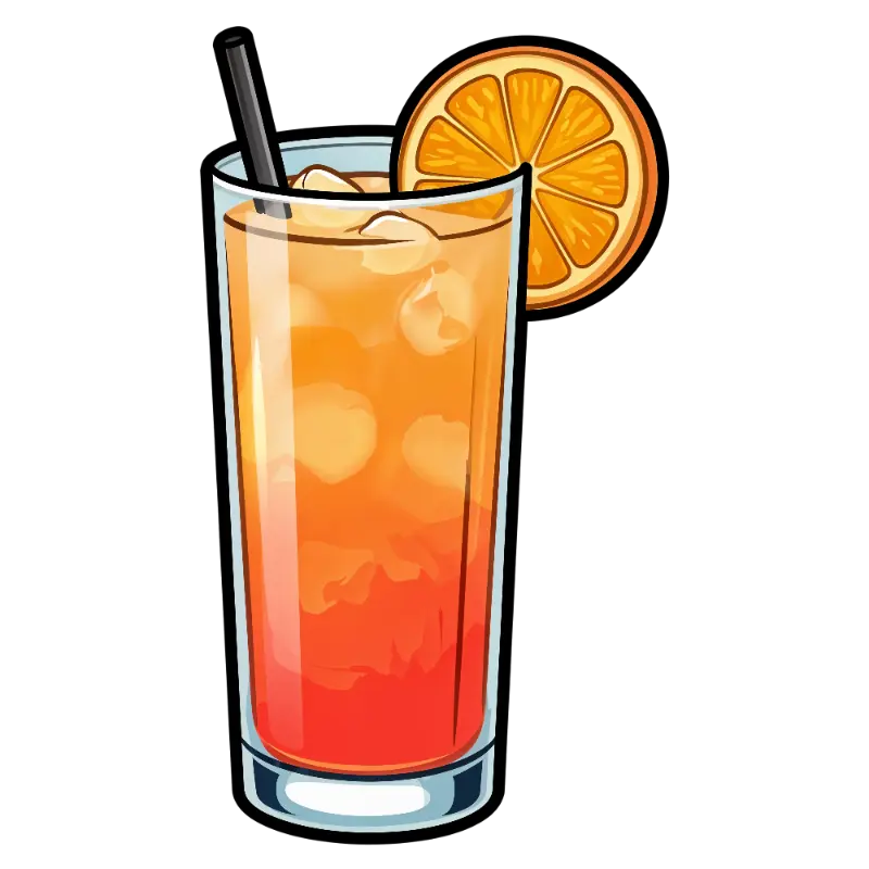 Cartoon Tropical Drink with Orange
