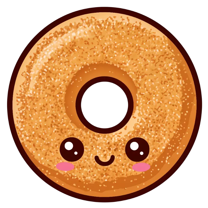 Cute Donut Illustration with Bold Outline and Gradient Sprinkles