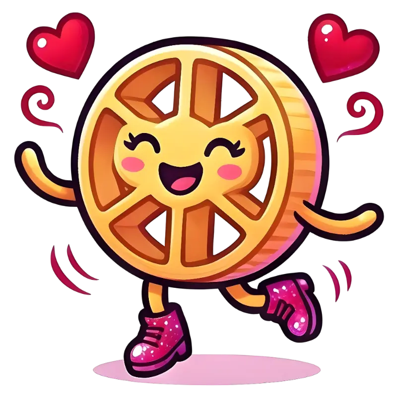 Cute Kawaii Pasta Wheel Character with Pink Boots Sticker