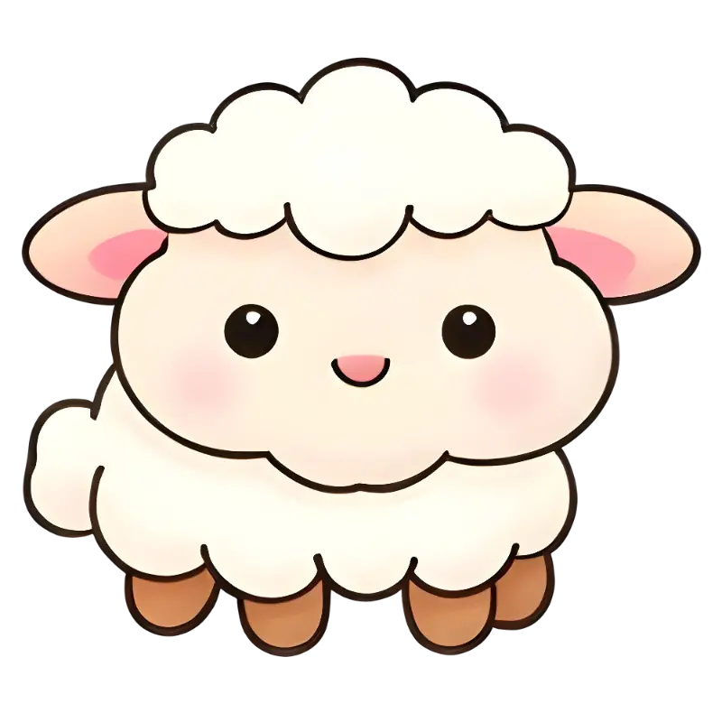 Kawaii Cartoon Fluffy Sheep Graphic for Children's Apparel