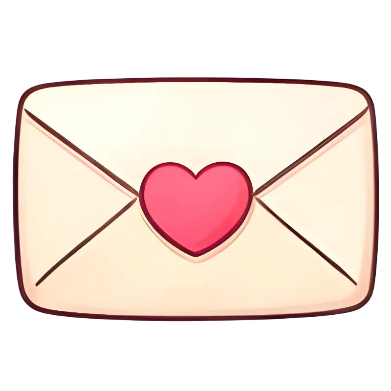 Cartoon Heart Envelope Icon for Cute Messaging and Love Letters