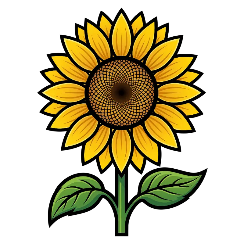 Bold Outline Stylized Sunflower