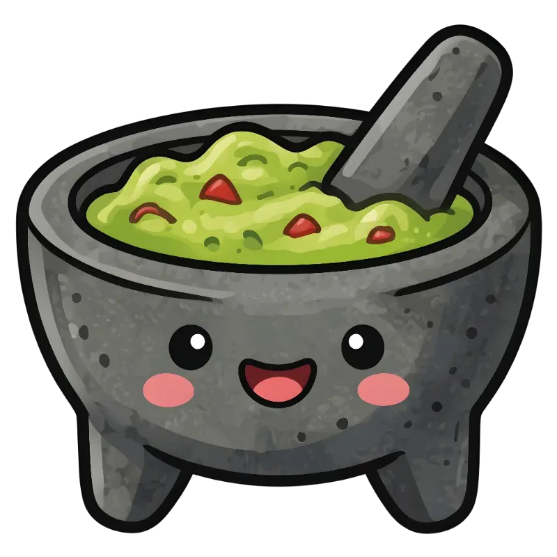 Kawaii Guacamole Molcajete Character