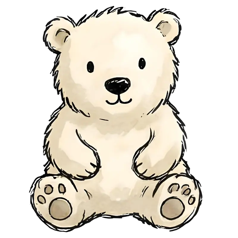 Cute Watercolor Hand-drawn Polar Bear Cub Illustration Custom Kiss-Cut Sticker