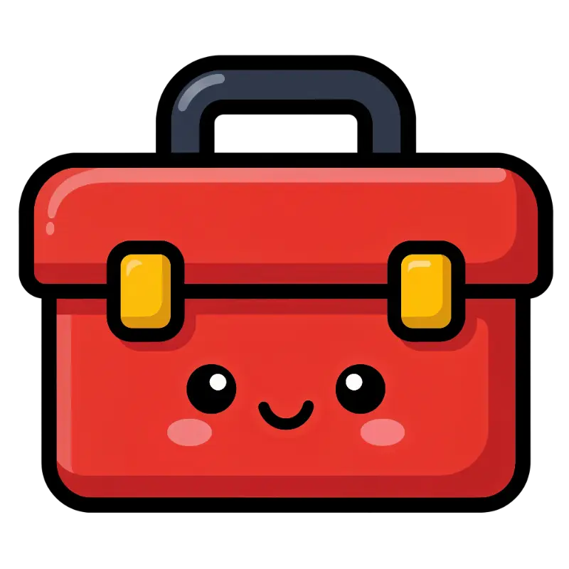 Simple Kawaii Red Toolbox with a Cute Curved Smile and Blush